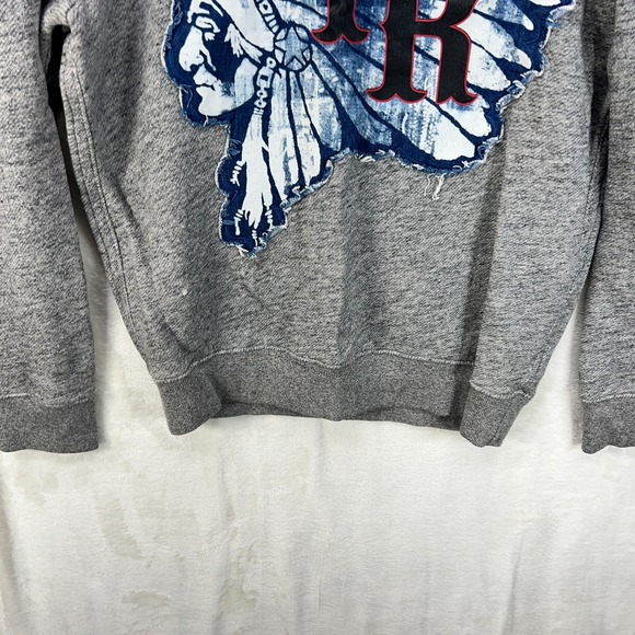 True Religion Sweatshirt Size Medium Indian Chief Native American Gray Pullover - Picture 4 of 16
